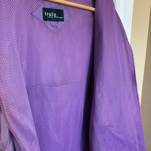 VINTAGE TRULY Purple Mesh Windbreaker Jacket with Hidden Hood – Fits 2XL - Picture 5 of 7
